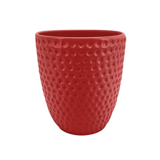 VASO CERAMICA ROSSO C/PLATO PLASTICA