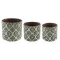 SET 3PZ VASO ROMB GLAZE VERDE