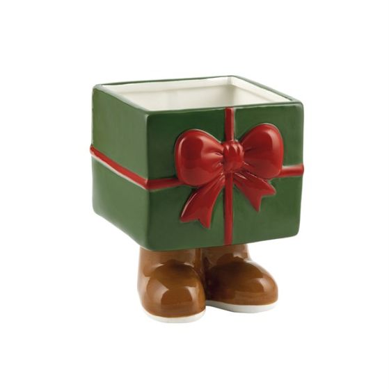 CUBO FIOCCO CERAMICA C/PIEDINI VERDE
