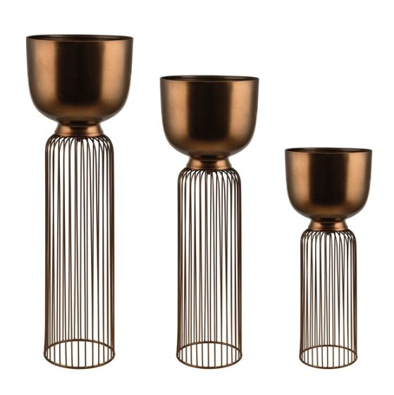 PORTAPIANTA METALLO BRONZO SET 3 PZ.
