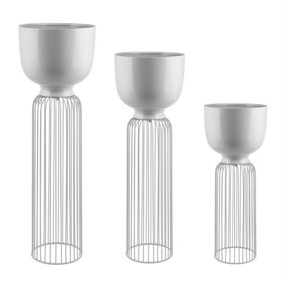 PORTAPIANTA METALLO GRIGIO SET 3 PZ.