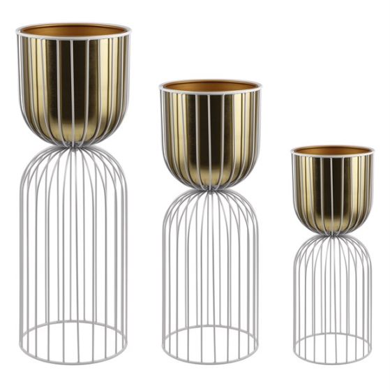 PORTAPIANTA METALLO ORO/AV SET 3 PZ.