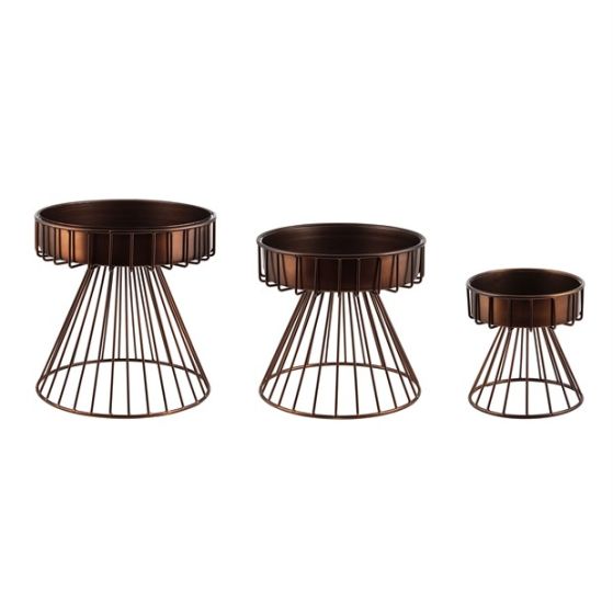 PORTAPIANTA METALLO BRONZO SET 3 PZ.