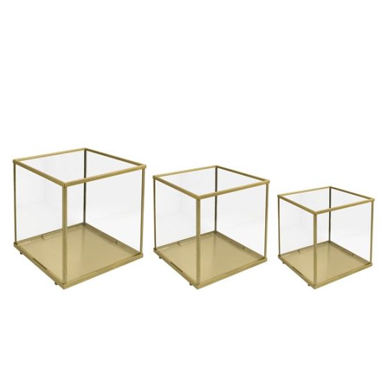 SET 3PZ TERRARIUM CUBO VETRO/METALLO