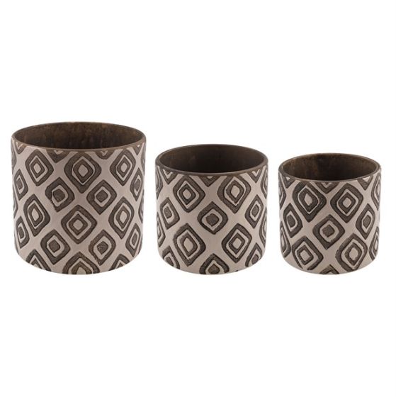 SET 3PZ VASO ROMB GLAZE TORTORA