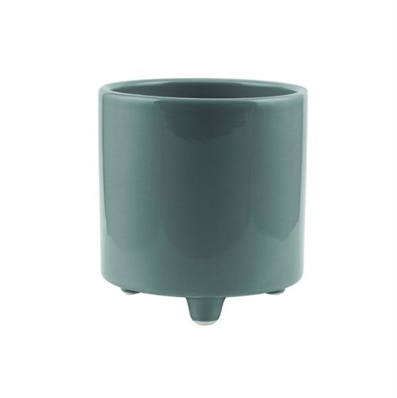 CILINDRO CER. C/PIEDE VERDE PETROLIO