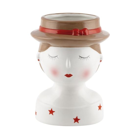 BUSTO DIPINTO CERAMICA ROSSO